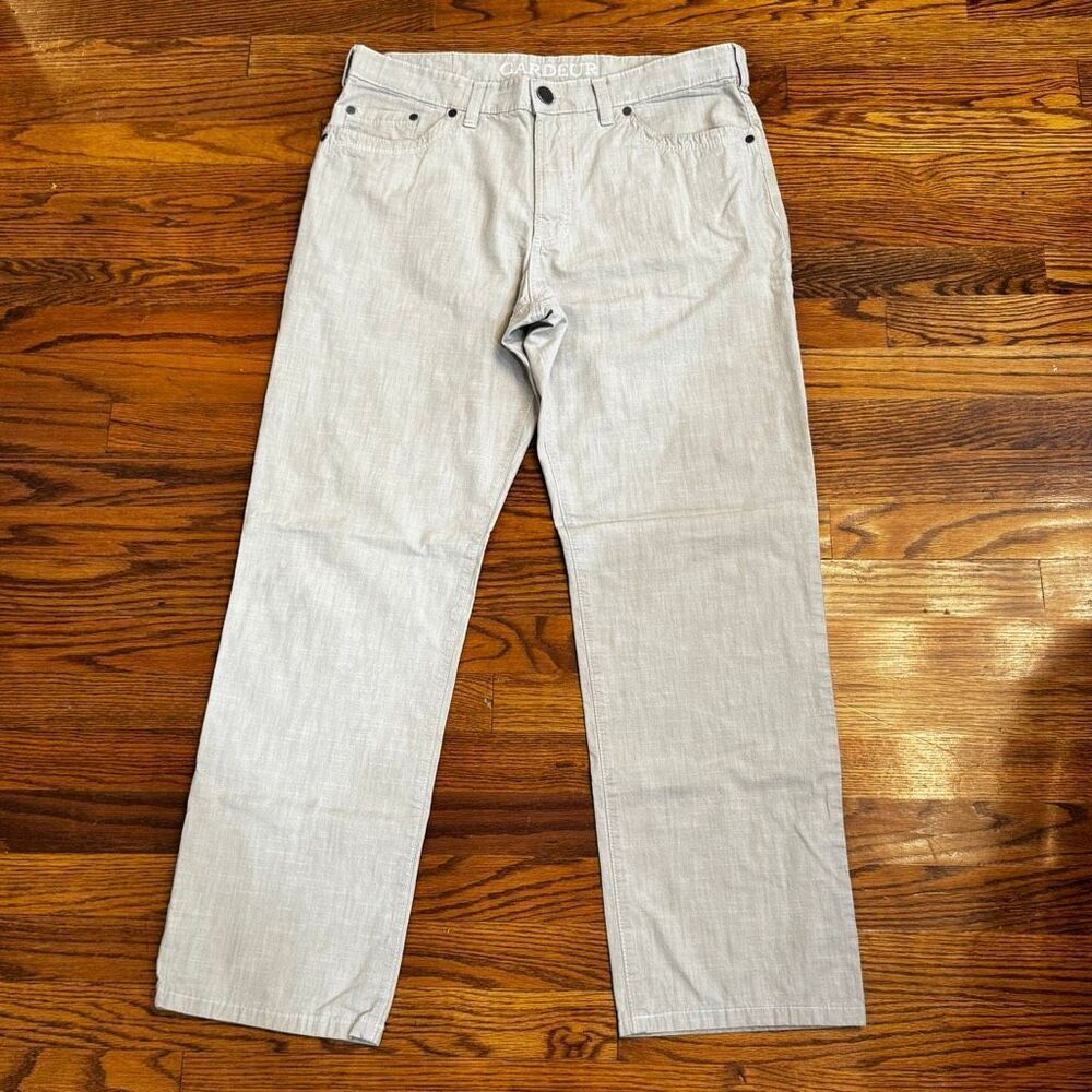 Gardeur Nevio Beige 5 Pocket Pants. Size 34. Cotton with Linen look.